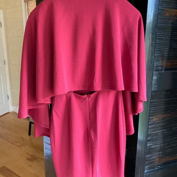 Lulu's Dark Pink Cape Dress - Picture 3 of 4